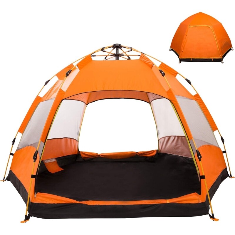 Barraca de Camping JOYFOX para 3-4 Pessoas Automática com 2 Portas e 4 Janelas
