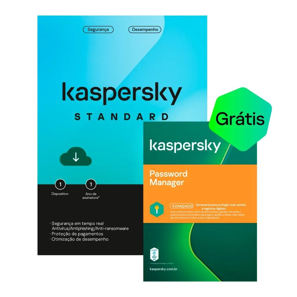 Kaspersky Standard + Kaspersky Password Manager 1 Dispositivo 1 Ano, Digital para Download - KL1058KDAFS