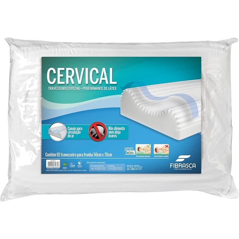 Travesseiro Cervical Ortopédico 50x70cm Fibrasca