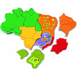 Mapa do Brasil 3D Plástico Elka Multicor