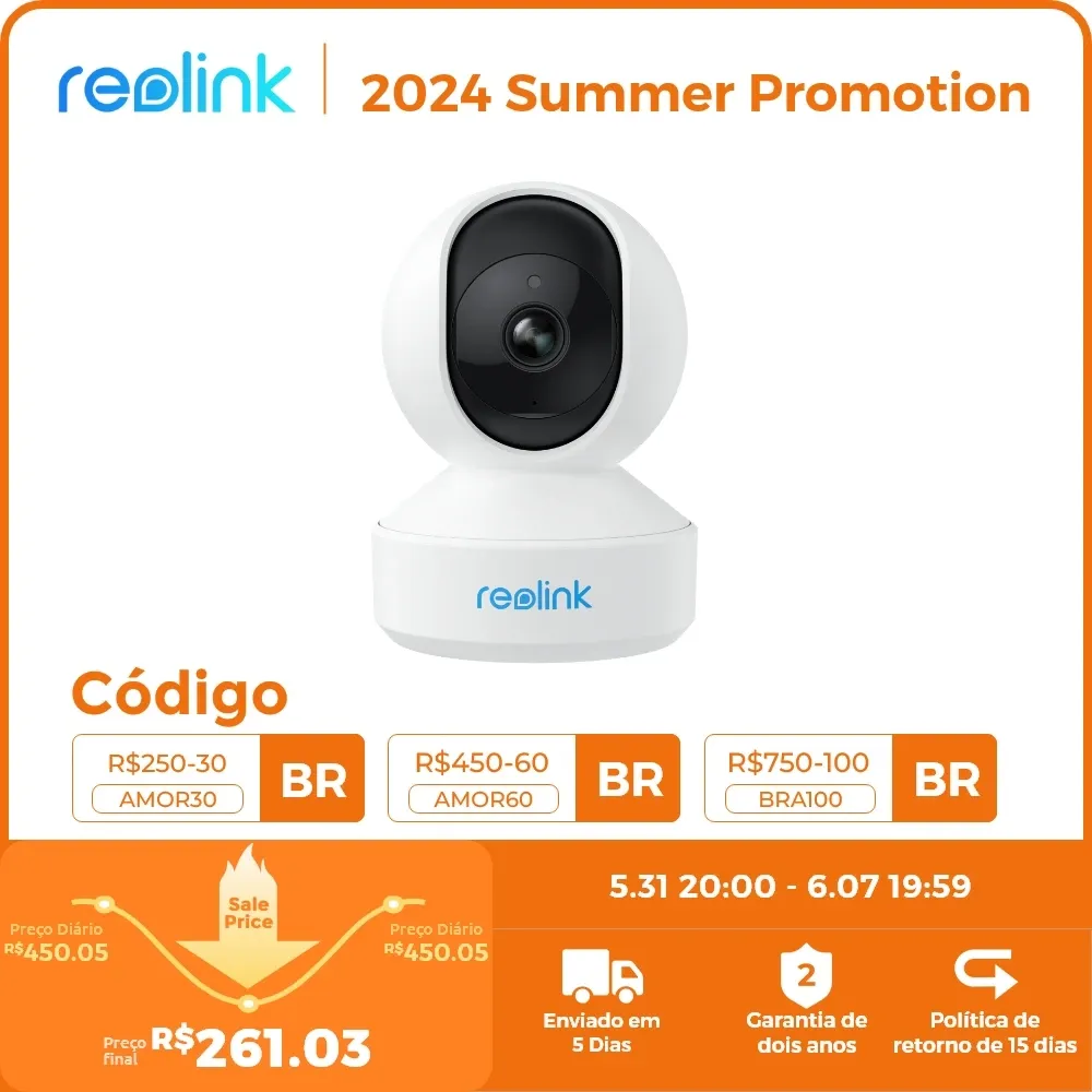 [Taxa Inclusa] Câmera de Segurança Reolink E1 Pro Wi-Fi 2K, 4MP.