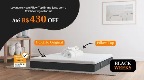 Colchão Solteiro 88x188 Emma Original + Pillow Top - Emma Colchoes
