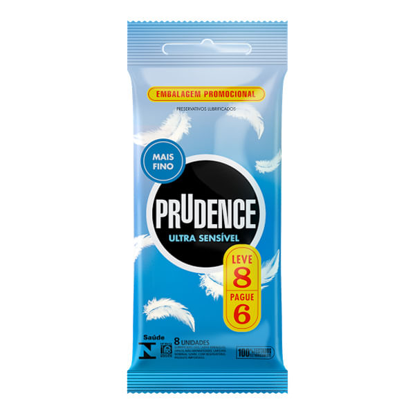 Preservativo Prudence Ultra Sensivel Leve 8 Pague 6 Unidades