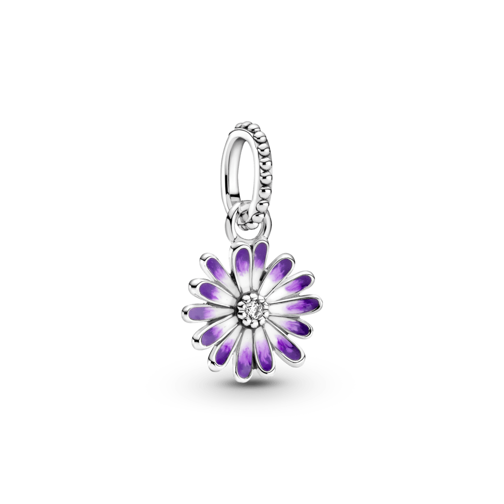 Charm Pendente Flor Margarida Roxa