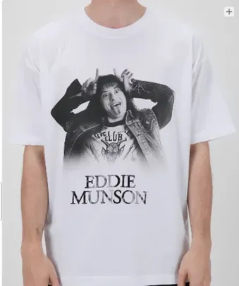 Camiseta masculina Eddie Munson Stranger Things branca | Netflix