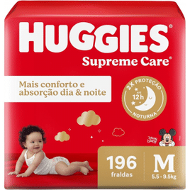 Fralda Huggies Supreme Care Tam M -196 Unidades