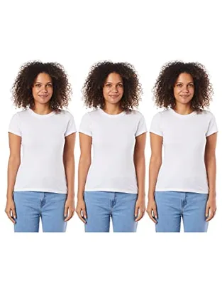 Kit Com 3 Camisetas Femininas Básicas Branco G