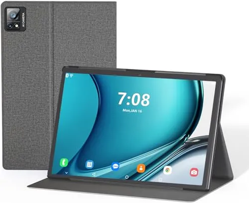 Tablet 10.1, Android 13 Octa-Core, 8GB RAM+256GB ROM Tela 1960x1200 IPS FHD, Câmera de 8MP + 13 MP, 2.4G / 5G WiFi, GPS, 8000mAh Bateria (Cinza)