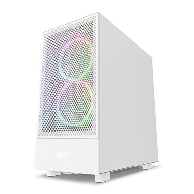 Gabinete NZXT H5 Flow Compact Mid Tower ATX Lateral e Frontal em Vidro Temperado 2x Cooler Fan Branco - CC-H51FW-01