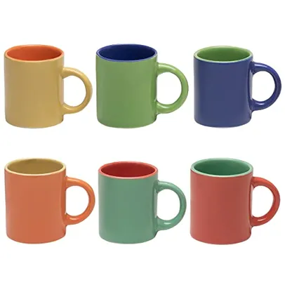 Mimo Style Mini Canecas Para Café Com 6 Peças Multicolor, Material de Cerâmica Com o Melhor Isolamento Térmico (Colorida - 100ml)