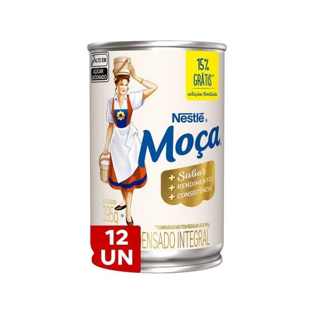 Leite Condensado Nestlé Integral Moça Lata 395g- 12 Unidades