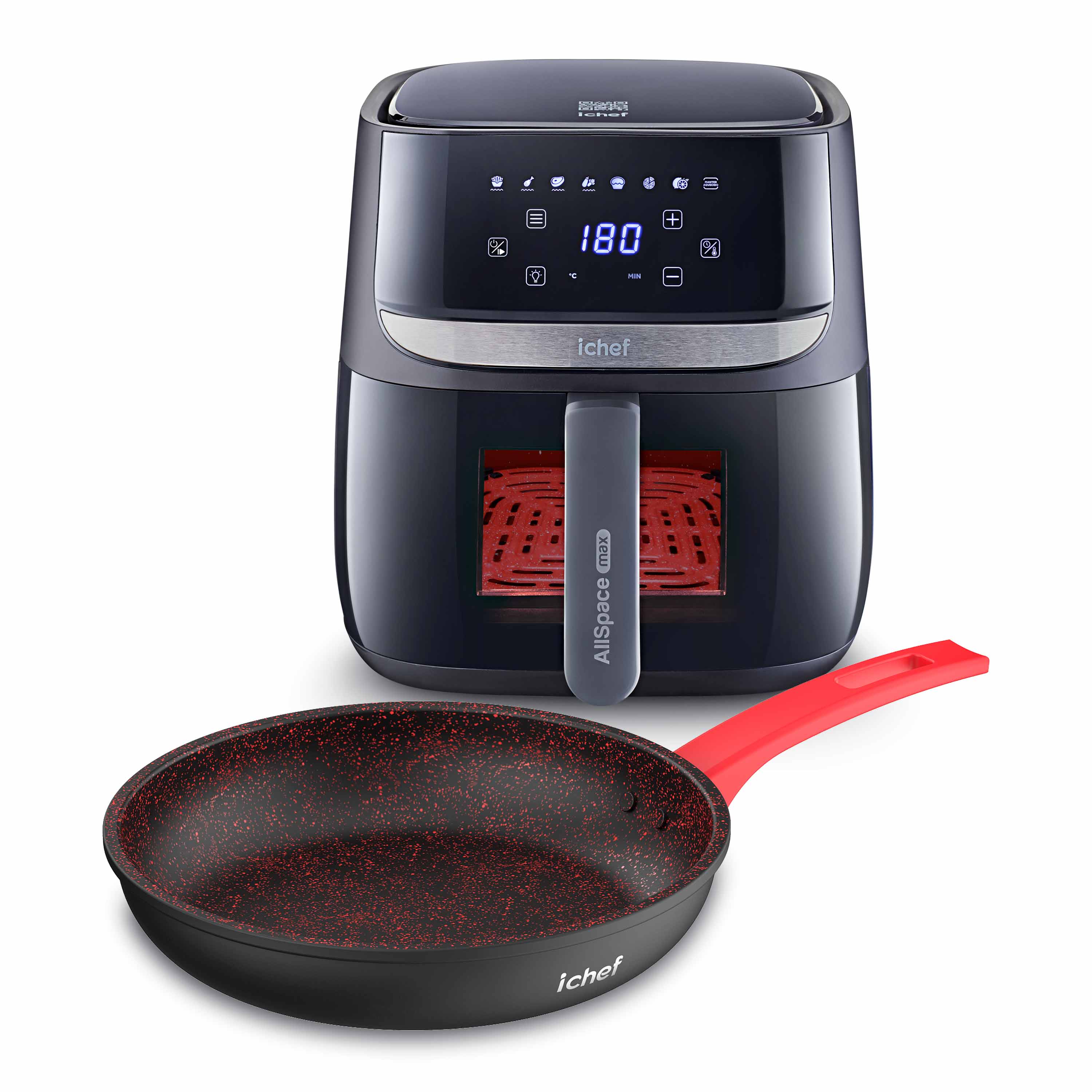 Airfryer Vision Max Ichef 5,7L + Panela First Sauté Petit Vermelha 20cm Ichef