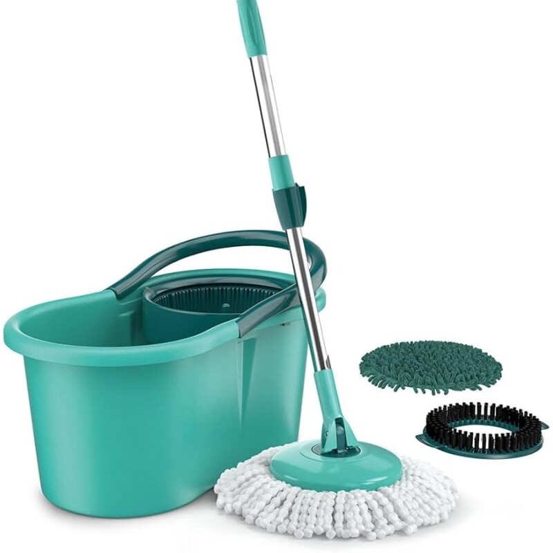 Mop Giratório 3 em1 balde com 12 litros e 3 opções de Refis ( microfibra tira pó e limpeza pesada) MOP8258 Flash Limp