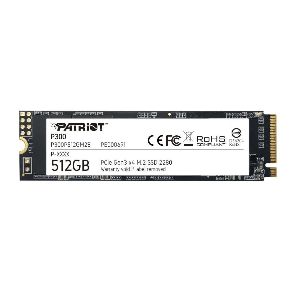 SSD Patriot P300, 512GB, M.2 2280 PCIE, Leitura até 1.700 MB/s, Gravação até 1.200 MB/s - P300P512GM28