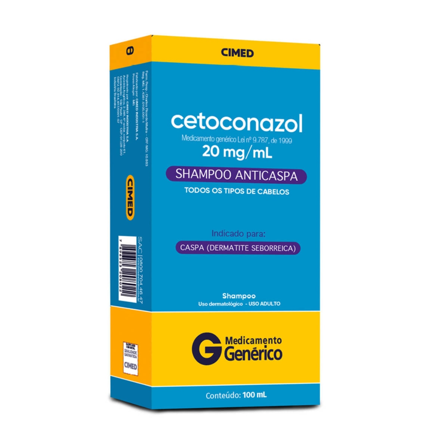 Cetoconazol Shampoo 20mg 100ml Cimed Generico