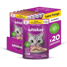 Pack Ração Úmida Whiskas Sachê Frango ao Molho para Gatos Adultos 85 g - 20 unidades