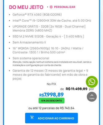 notebook avell i9 gtx 4060