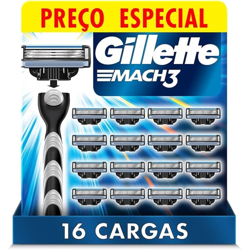 Carga para Aparelho de Barbear Gillette Mach3 - 16 Unidades