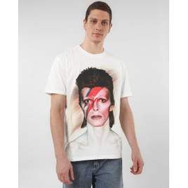 Camiseta masculina artística branca David Bowie