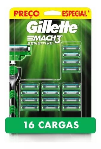 Carga para aparelho de barbear Mach3 Sensitive 16un Gillette