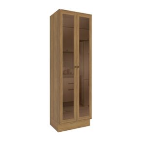 Cristaleira Celeste Kappesberg 100% MDF 2 Portas 1 Gaveta Nogueira 72cm