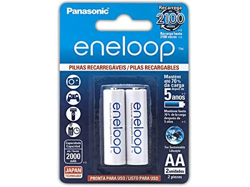 Pilha Recarregável, Eneloop, BK-3MCCE/2BB, AzulAA (Pequena)