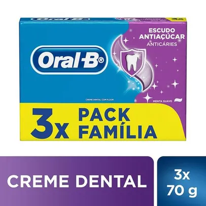 Kit Creme Dental Oral-B Escudo Antiaçúcar 70g 3 Unidades