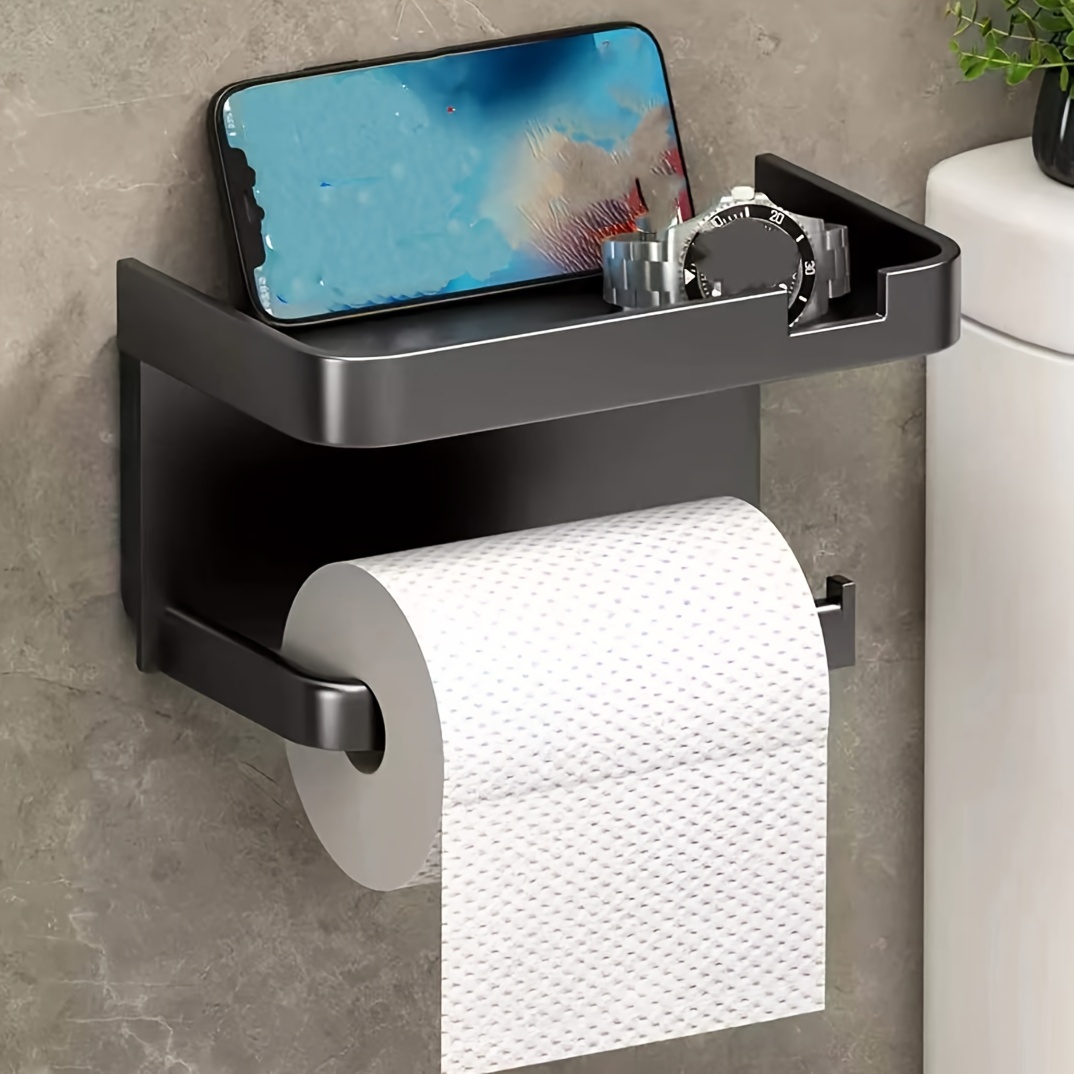 Suporte Para Rolo De Papel Higiênico Com Caixa, Suporte Para Rolo De Papel Com Suporte Para Celular, Dispensador De Papel Higiênico, Suporte De Parede Para Pendurar Papel Higiênico Sem Necessidade De Furar, Para Uso Doméstico No Banheiro