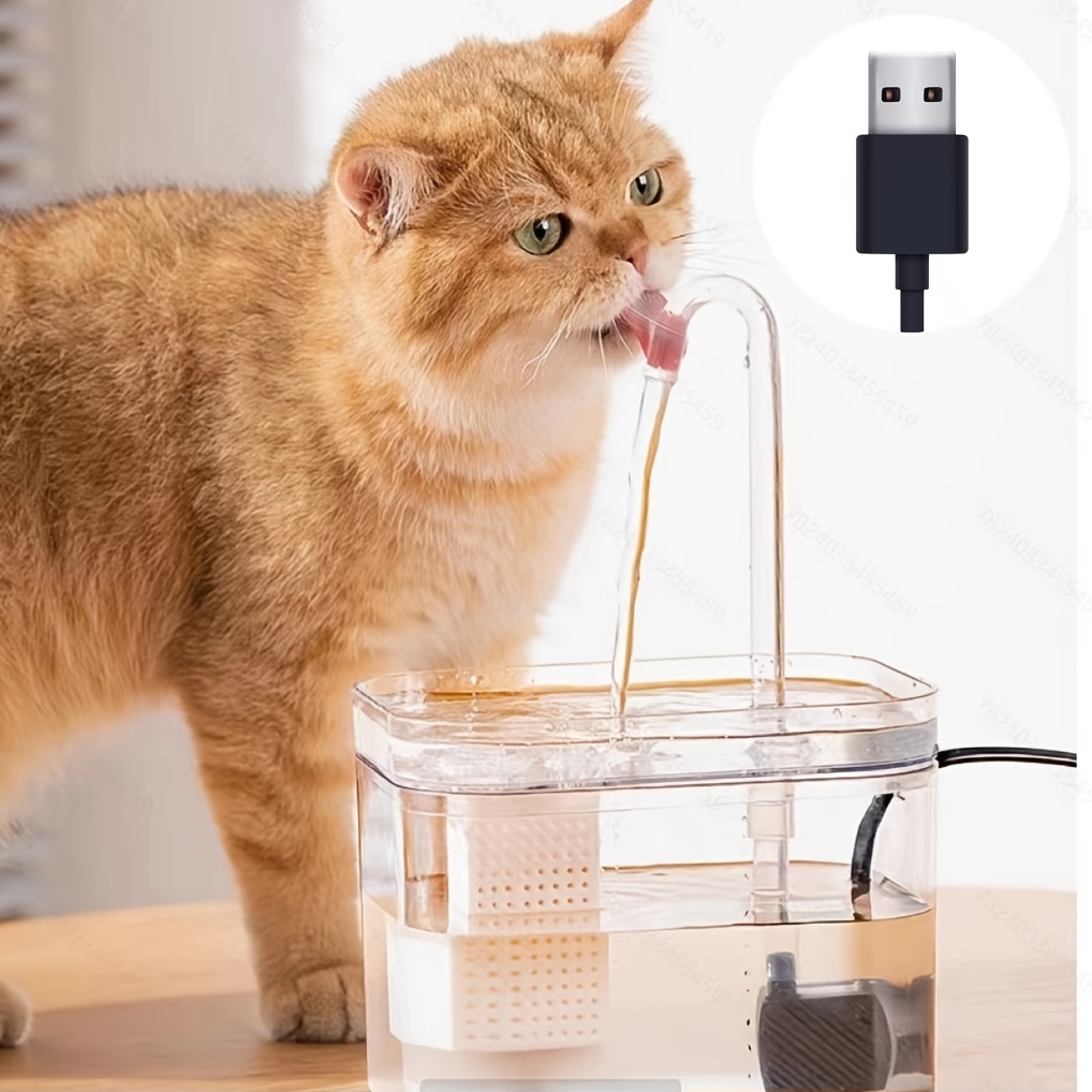 Fonte Automática De Água Para Animais De Estimação, Dispensador De Água Para Gatos Transparente Com Alimentação USB Para Cães E Gatos Em Ambientes Internos