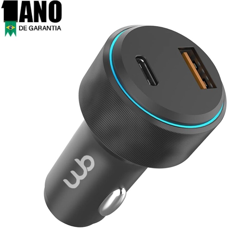 Carregador WB USB-C e USB-A Rápido Veicular