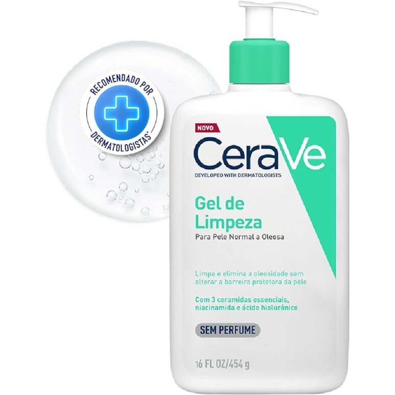 Gel de Limpeza Facial Cerave para Pele Oleosa com Ácido Hialurônico e Niacinamida - 454g