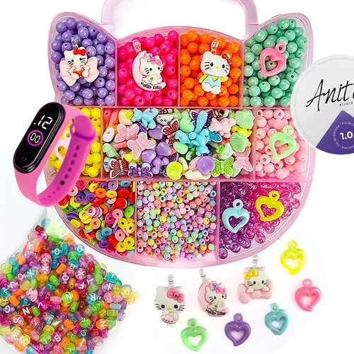 Kit Para Fazer Pulseira Miçangas Infantil Gata 1.800 Peças