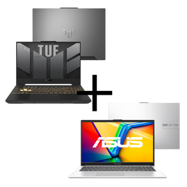 Notebook ASUS TUF Gaming F15 FX507ZC4-HN100 Mecha Gray + Notebook ASUS Vivobook Go 15 E1504GA-NJ434W Cool Silver