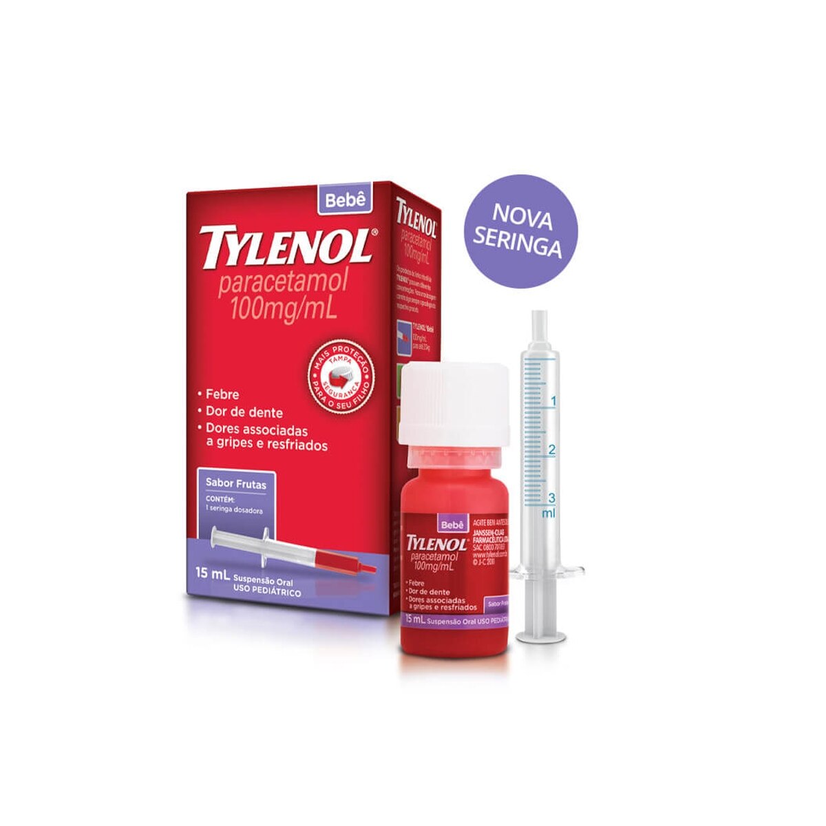 Tylenol Bebe 100mg Suspensao Oral Sabor Frutas15ml