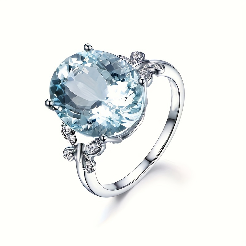 Anel de borboleta de Zircônia Aquamarine Natural para homens e mulheres casais