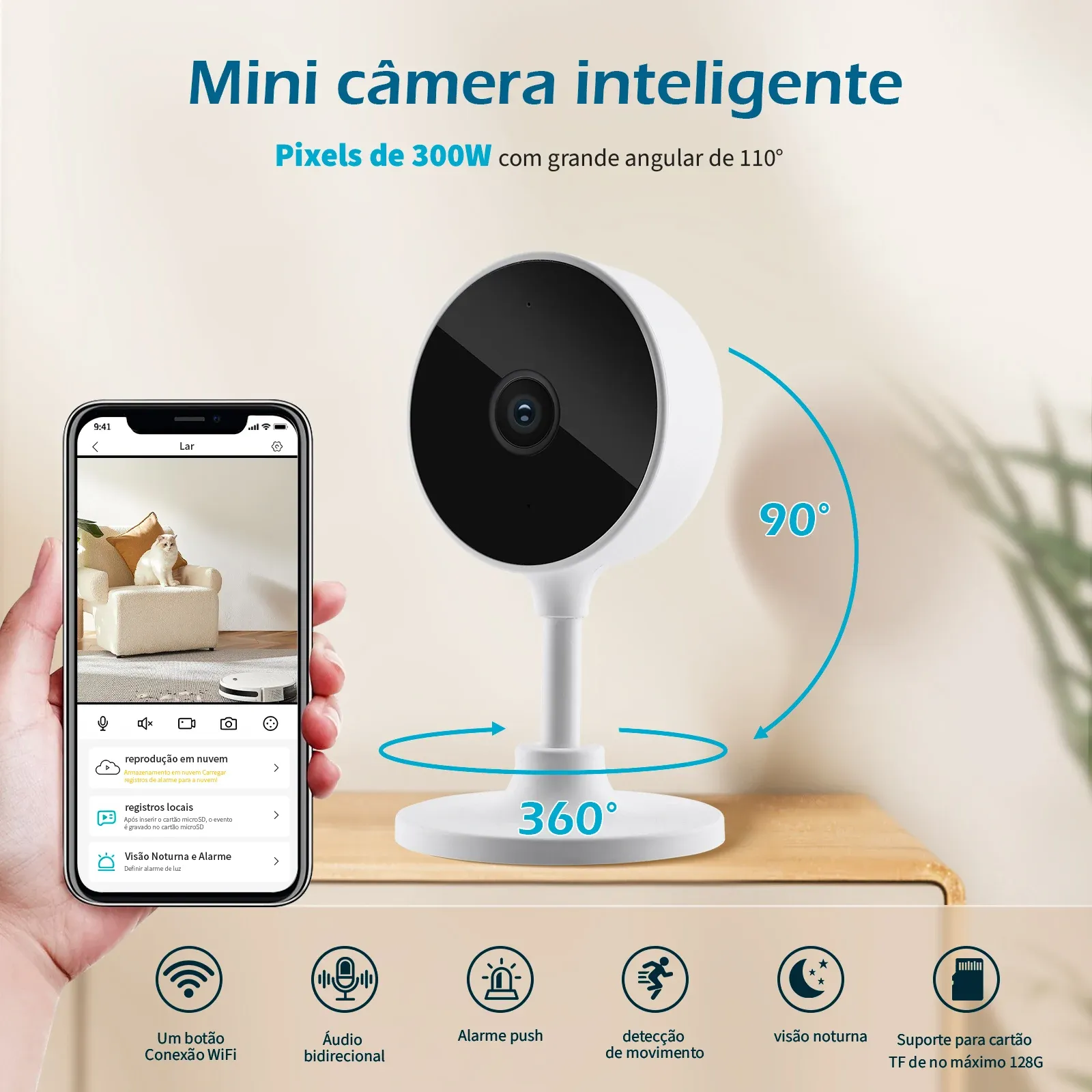 [Do Brasil/ Leve 2/Cada R$ 81] Câmera de Vigilância Wifi Tuya