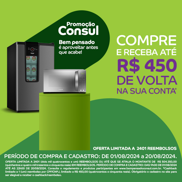 Promoção Consul Compre e Receba Até R$450 de Volta na Sua Conta