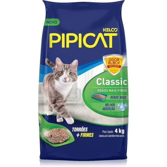 2 Unidades Granulado Sanitário Pipicat Classic - 4kg Cada