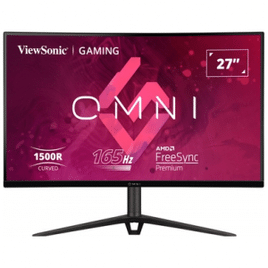 Monitor Gamer Curvo ViewSonic Omni 27" 165Hz Full HD 1ms DisplayPort e HDMI 102% sRGB FreeSync Premium Som Integrado - VX2718