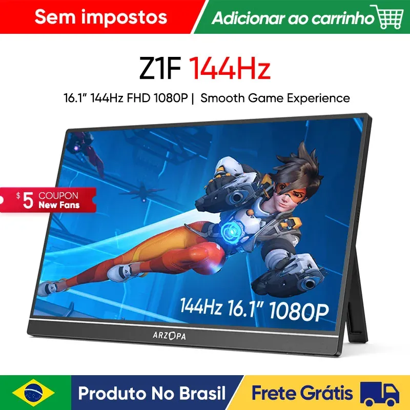 [Do Brasil] Monitor Portátil ARZOPA Z1F 16.1, sRGB 144Hz