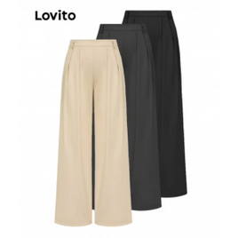 Calça Lovito Plissada para Mulheres L74ED153