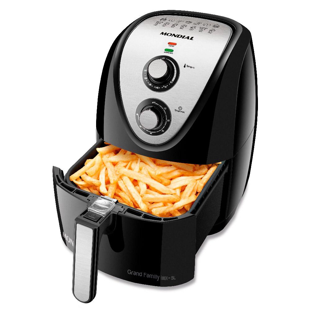 Fritadeira sem Óleo Mondial Air Fryer Grand Family Inox 5L Preta - AFN-50-BI