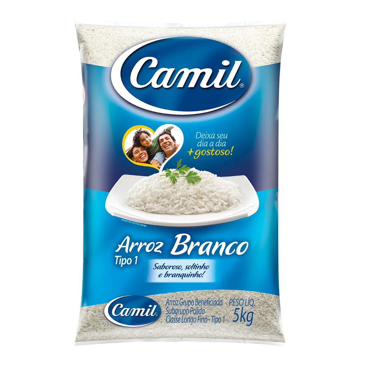 (Regional / Levando 5 R$95,30) Arroz Branco Longo-fino Tipo 1 Camil Todo Dia 5Kg