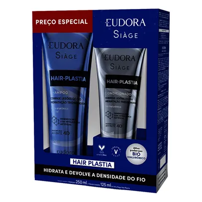 (Levando 2 R$ 100,68) Kit Shampoo 250ml + Condicionador 125ml Eudora Siàge Hair-Plastia