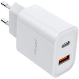 Carregador SuperPower Duo USB-A e USB-C Power Delivery 20W Carregamento Rápido 18W Branco Geonav - CH20PDQC