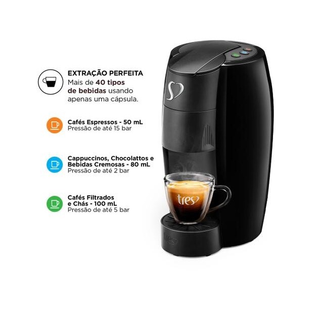 Cafeteira Espresso Tres Lov Preto