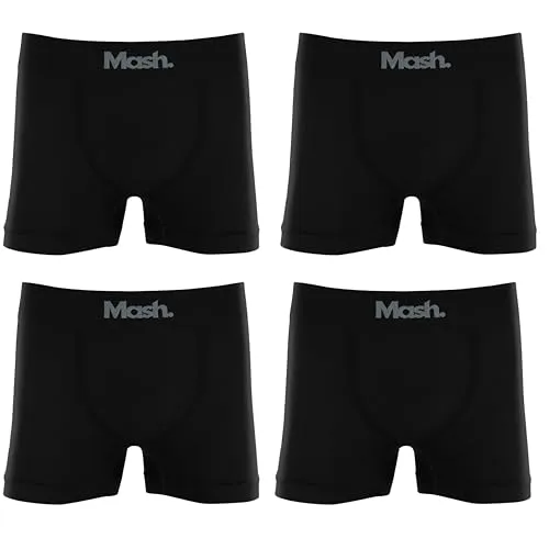 MASH Kit 4 Cuecas Boxer Cueca Mash Microfibra Sem Costura Box Masculina Adulto, 4 Preto, GG