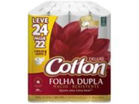 (R$ 0,74 o rolo) Papel Higiênico Folha Dupla Cotton Neutro Deluxe 24 Rolos 30m