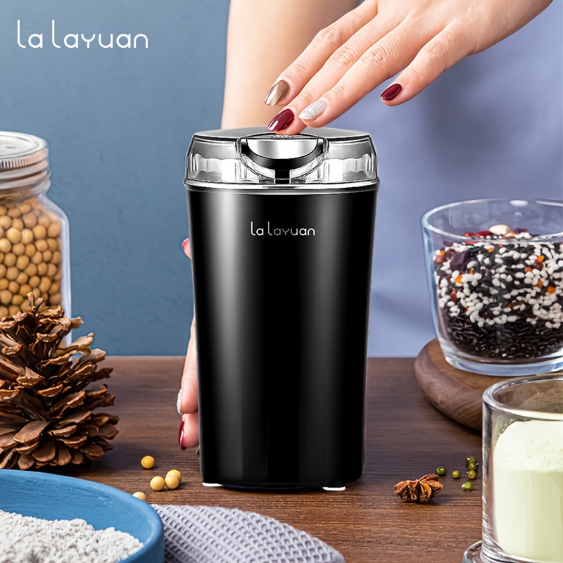 Moedor de café elétrico, processador de alimentos, misturador de alimentos, moedor de especiarias elétrico potente de 200W, moinhos de grãos, moedor de café expresso para especiarias, nozes, 12 xícaras/2,7oz, controle de toque único com escova, colher de 