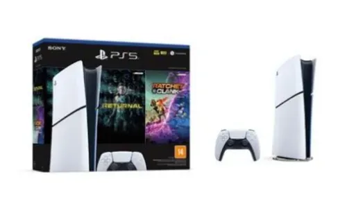 Console PlayStation 5 Slim, Edição Digital, Branco + 2 Jogos - 1000038914